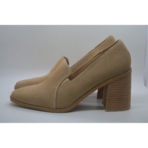 Joie Wevenly Suede Block Heel Tan Leather Sz 8M